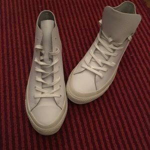 All White Leather Converses